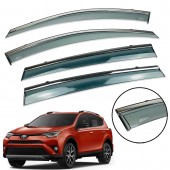 Дефлекторы окон Toyota Rav-4 2013-2019 с нерж. хром полоской